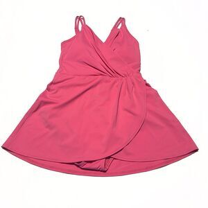 Lands' End Swim Dress Women Size XS Wrap One Piece Swimsuit Pink Padded bra NWOT